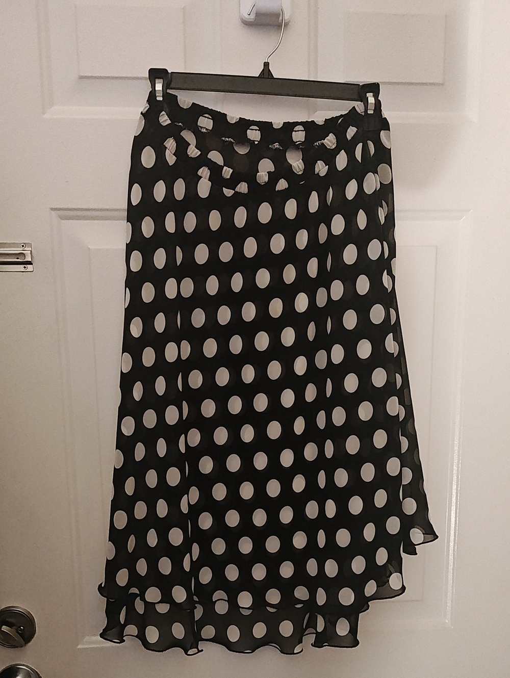 Leslie Fay Black and White Polka Dot High-Low Skirt
